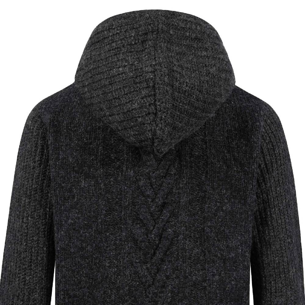 Kunst Und Magie Herren Strickjacke Goa Wolle Jacke Fleecefutter Hochkragen Winterjacke Kurzmantel Kapuze