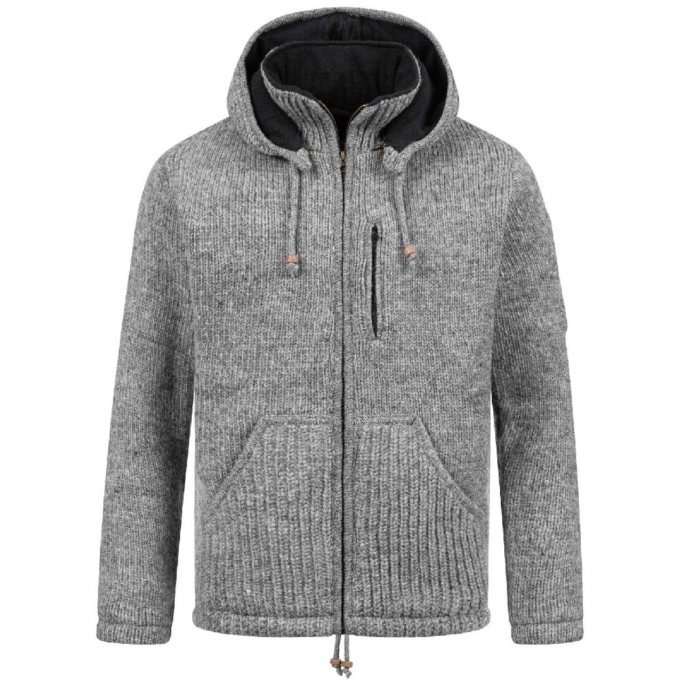 Kunst Und Magie Herren Strickjacke Schurwolle Klassich Nordisch Wolle Jacke mit Kapuze Schurwolle