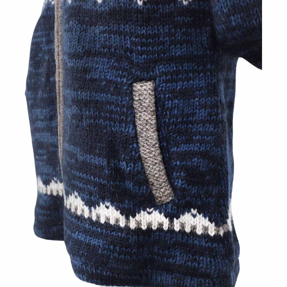 Kunst Und Magie Herren Strickjacke Schurwolle Klassich Nordisches Muster Wolle Jacke Mit Kapuze