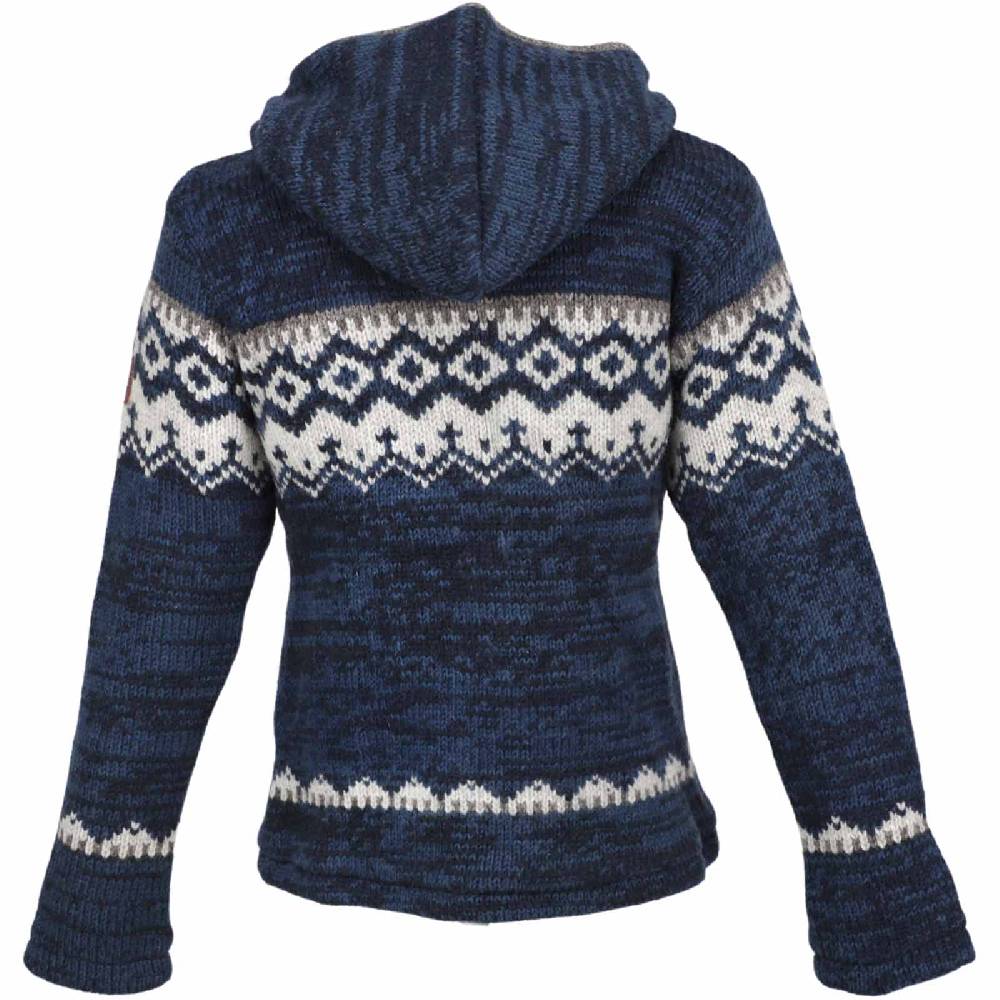 Kunst Und Magie Herren Strickjacke Schurwolle Klassich Nordisches Muster Wolle Jacke Mit Kapuze
