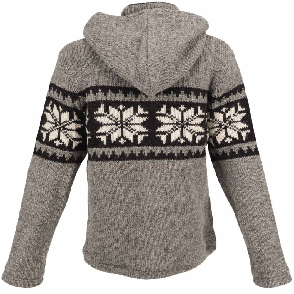 Kunst Und Magie Herren Strickjacke Schurwolle Klassich Nordisches Muster Wolle Jacke Mit Abnehmbarer Kapuze