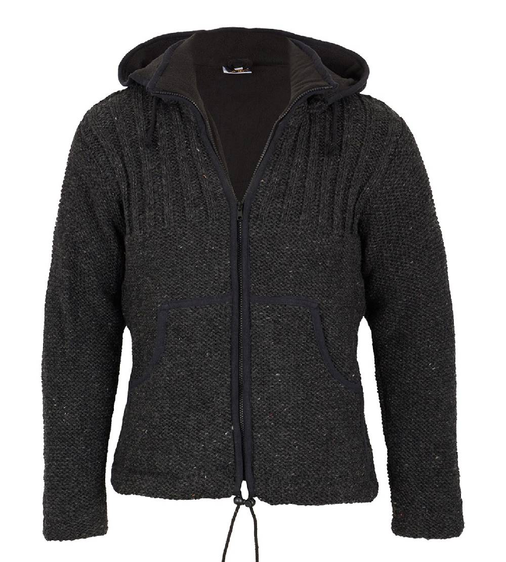 Kunst Und Magie Herren Strickjacke Wollejacke Mit Fleecefutter Und Abnehmbarer Kapuze