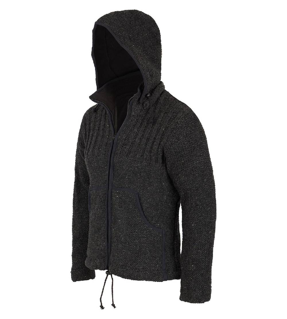 Kunst Und Magie Herren Strickjacke Wollejacke Mit Fleecefutter Und Abnehmbarer Kapuze