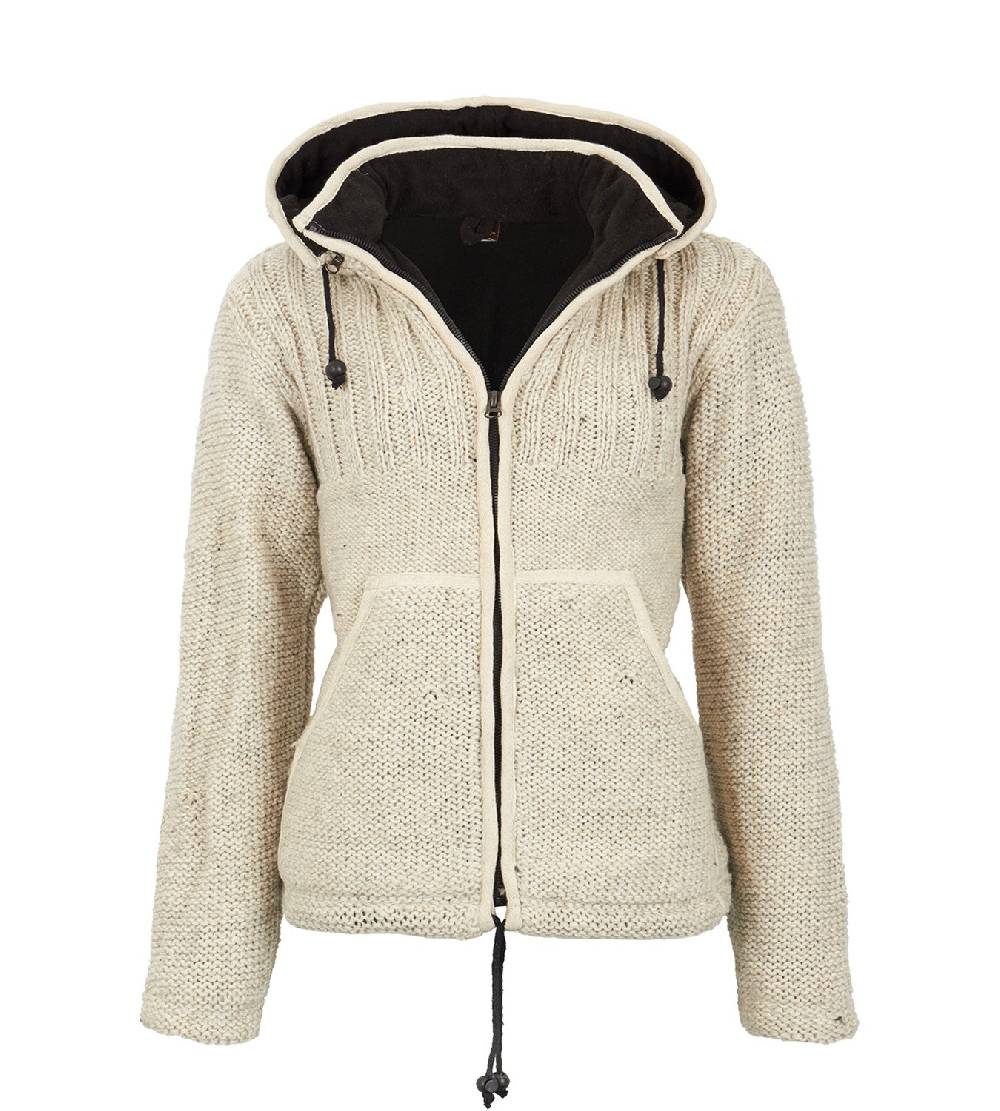 Kunst Und Magie Herren Strickjacke Wollejacke mit Fleecefutter und abnehmbarer Kapuze