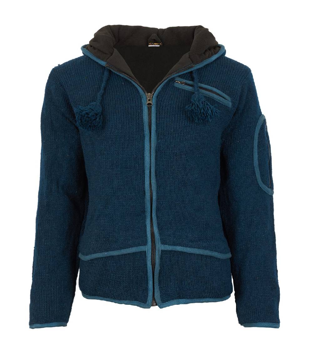 Kunst Und Magie Herren Strickjacke Wolljacke Mit Fleecefutter Und Langer Zipfelkapuze