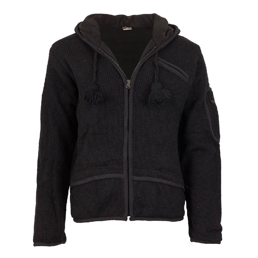 Kunst Und Magie Herren Strickjacke Wolljacke Mit Fleecefutter Und Langer Zipfelkapuze