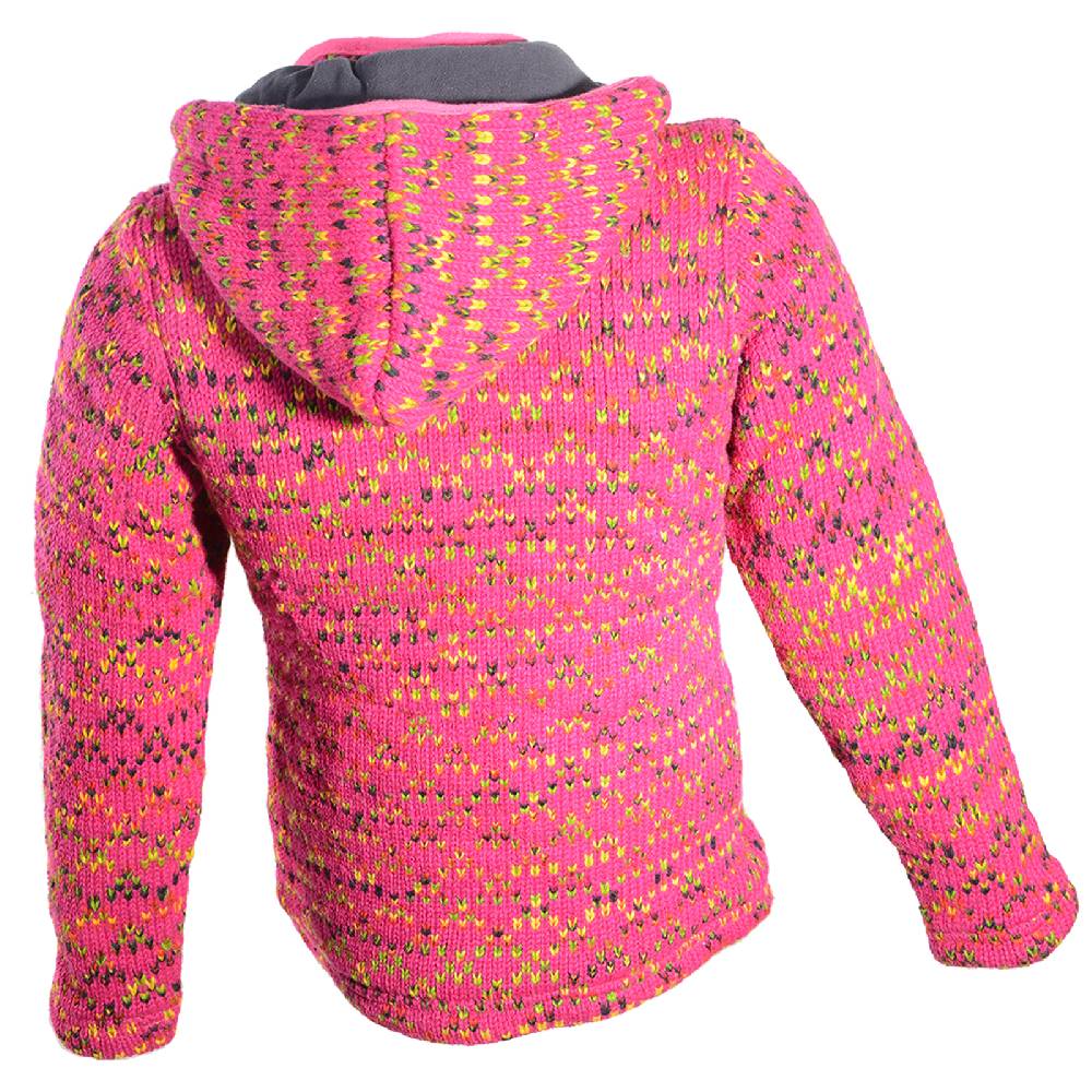 Kunst Und Magie Hippie Goa Nepal Strickjacke Poncho - Damen-Wolljacke Mit Abnehmbarer Kapuze Pink