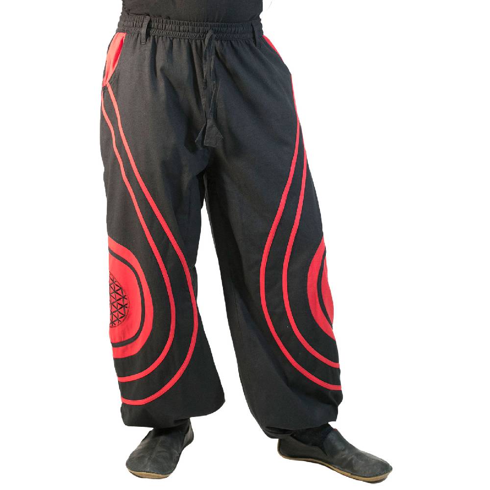 Kunst Und Magie Hose Blume Des Lebens Goa Hippiehose Pluderhose Mit Kordelzug Gürtelschlaufen Haremshose Flower Of Life