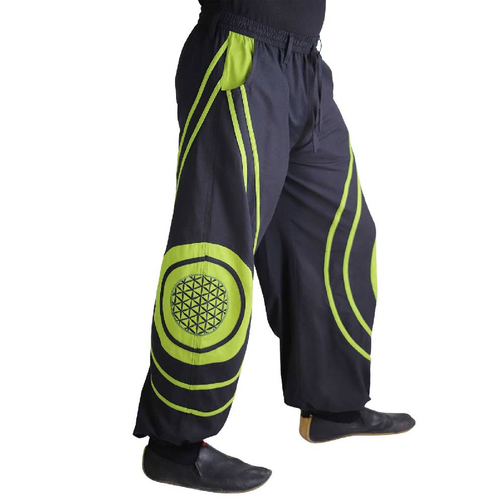 Kunst Und Magie Hose Blume Des Lebens Goa Hippiehose Pluderhose Mit Kordelzug Gürtelschlaufen Haremshose Flower Of Life