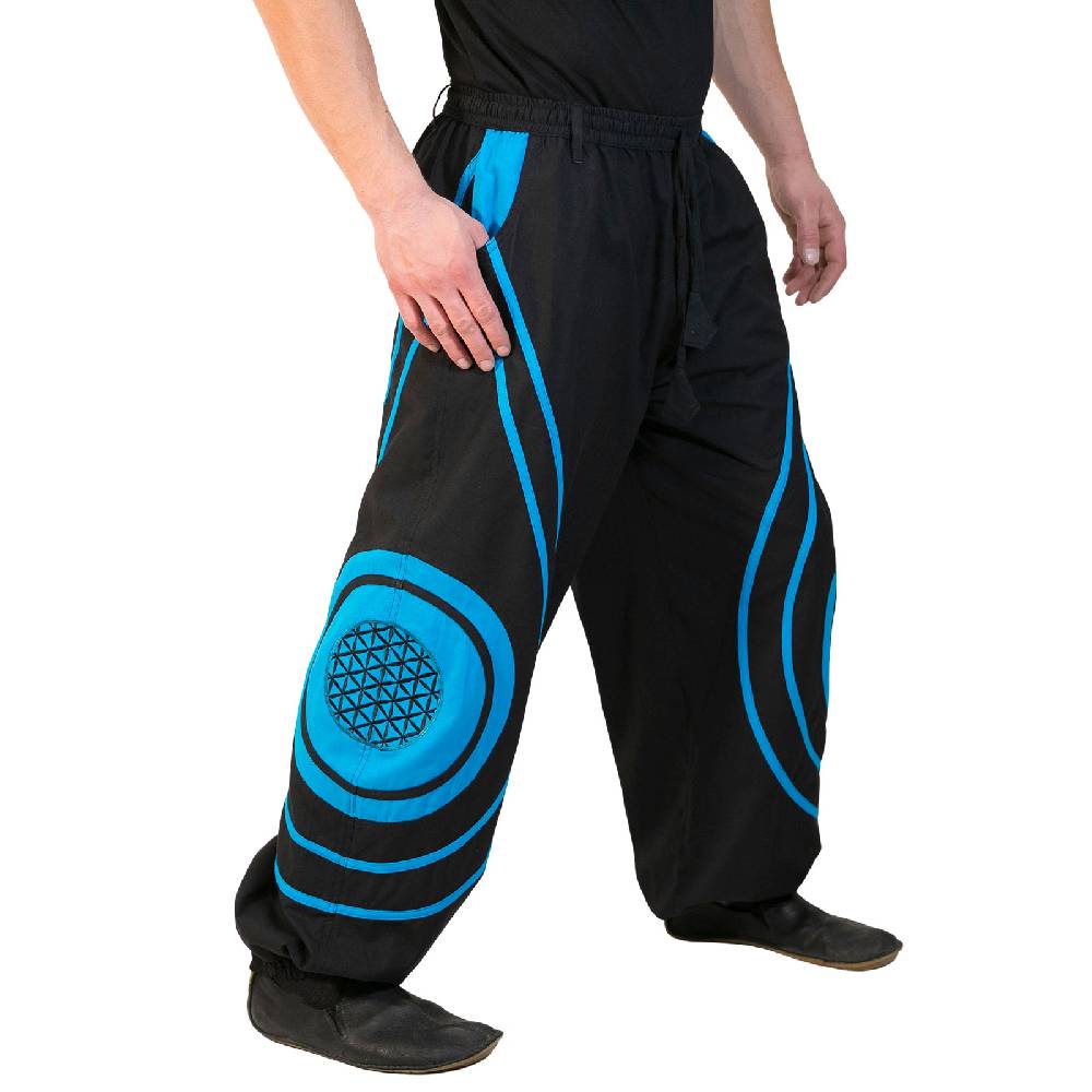 Kunst Und Magie Hose Blume Des Lebens Goa Hippiehose Pluderhose Mit Kordelzug Gürtelschlaufen Haremshose Flower Of Life