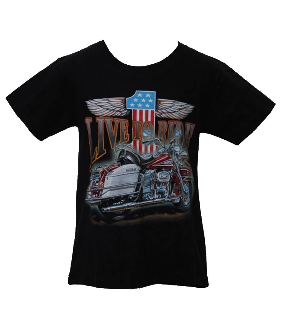 Kunst Und Magie Kinder Biker T-Shirt "Live to Ride" Easy Rider Kids