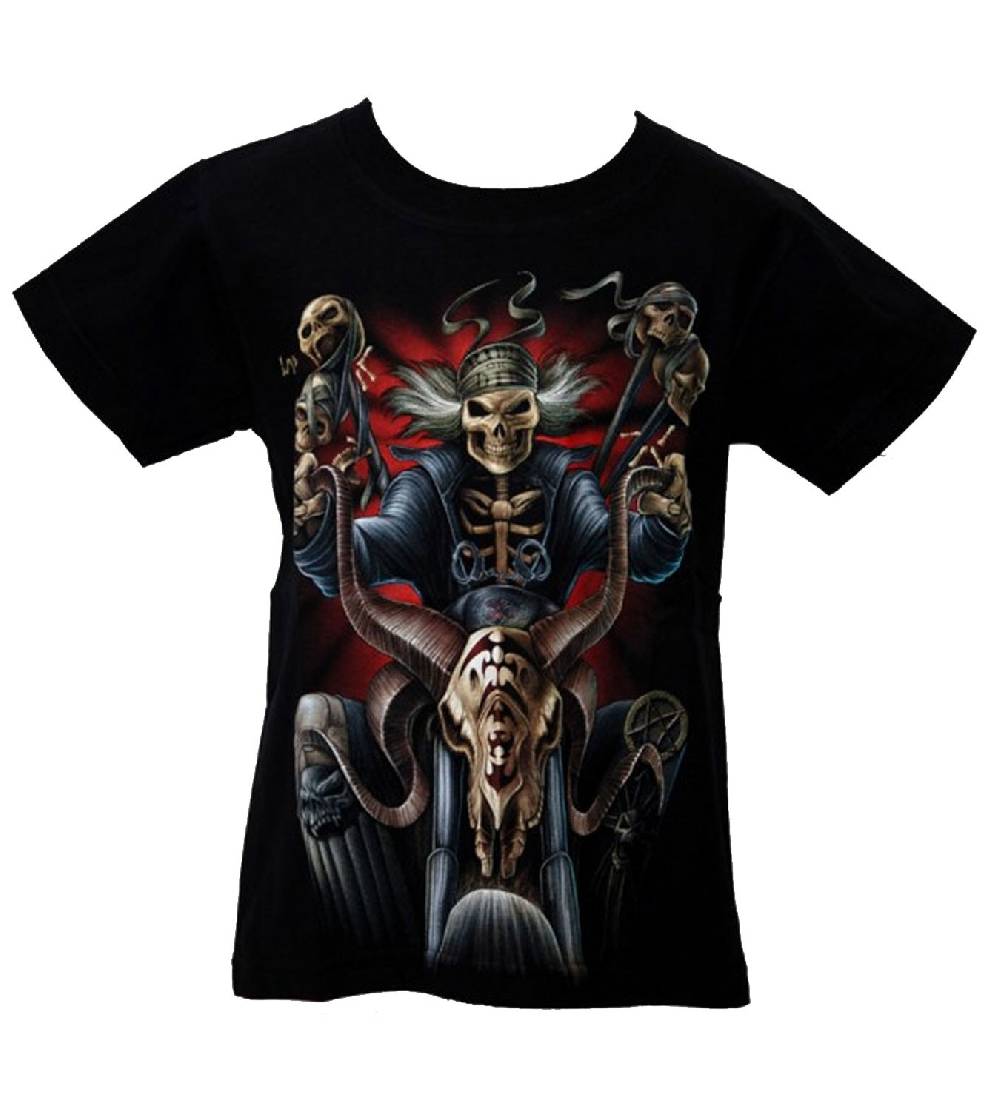 Kunst Und Magie Kinder Biker T-Shirt " Skull Biker" Skelett Easy Rider Kids