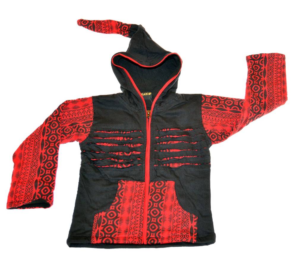 Kunst Und Magie Kinder Hippie Jacke mit Zipfelkapuze Goa Psy Wichtel im Razor Cutwork Design
