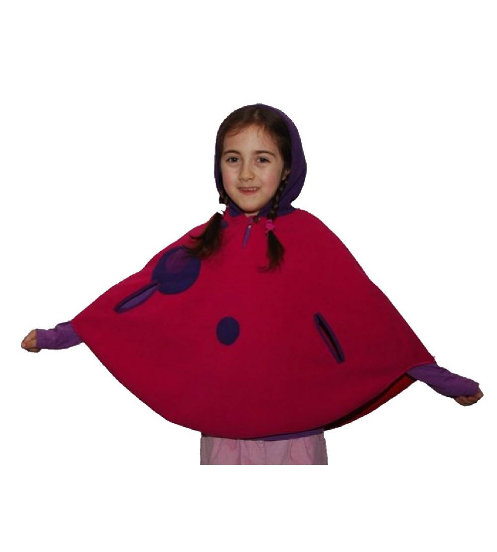 Kunst Und Magie Kinder Poncho Wichtelponcho aus Fleece mit Kapuze in rot