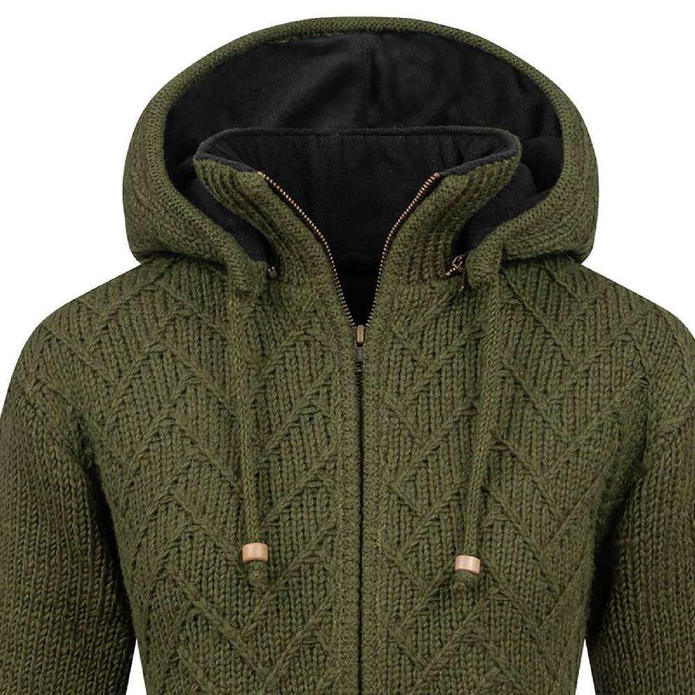 Kunst Und Magie Klassische Damen Strickjacke Kurzmantel Winter Mantel Wolle Jacke Mit Fleecefutter Und Kapuze