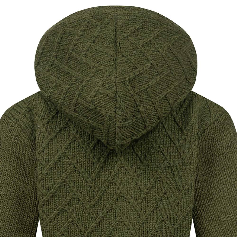 Kunst Und Magie Klassische Damen Strickjacke Kurzmantel Winter Mantel Wolle Jacke Mit Fleecefutter Und Kapuze