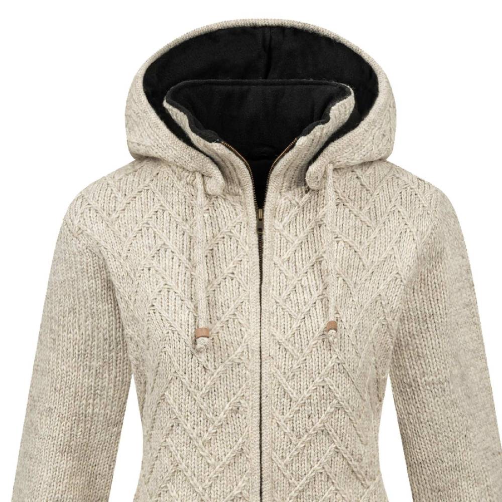 Kunst Und Magie Klassische Damen Strickjacke Kurzmantel Winter Mantel Wolle Jacke Wollmantel Kapuze