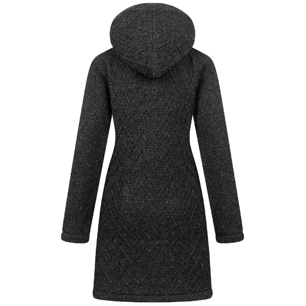 Kunst Und Magie Klassische Damen Strickjacke Kurzmantel Winter Mantel Wolle Jacke Mit Fleecefutter Und Kapuze