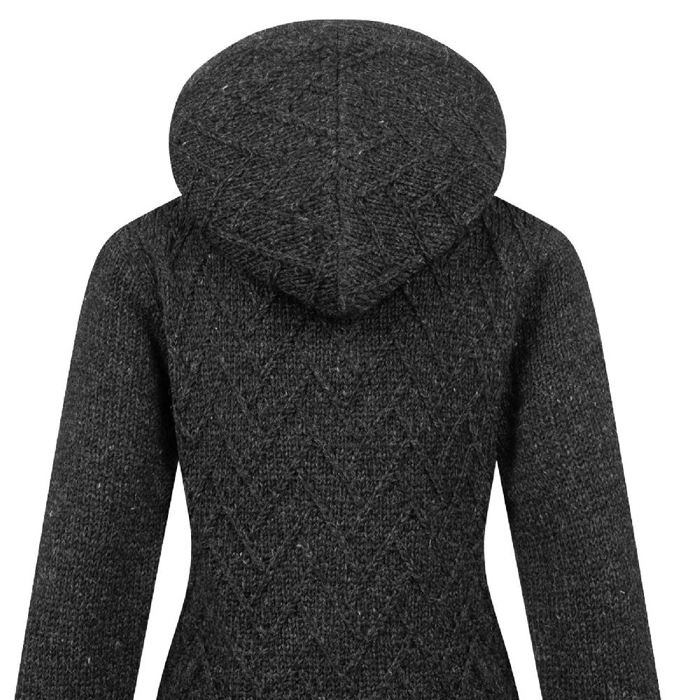 Kunst Und Magie Klassische Damen Strickjacke Kurzmantel Winter Mantel Wolle Jacke Mit Fleecefutter Und Kapuze