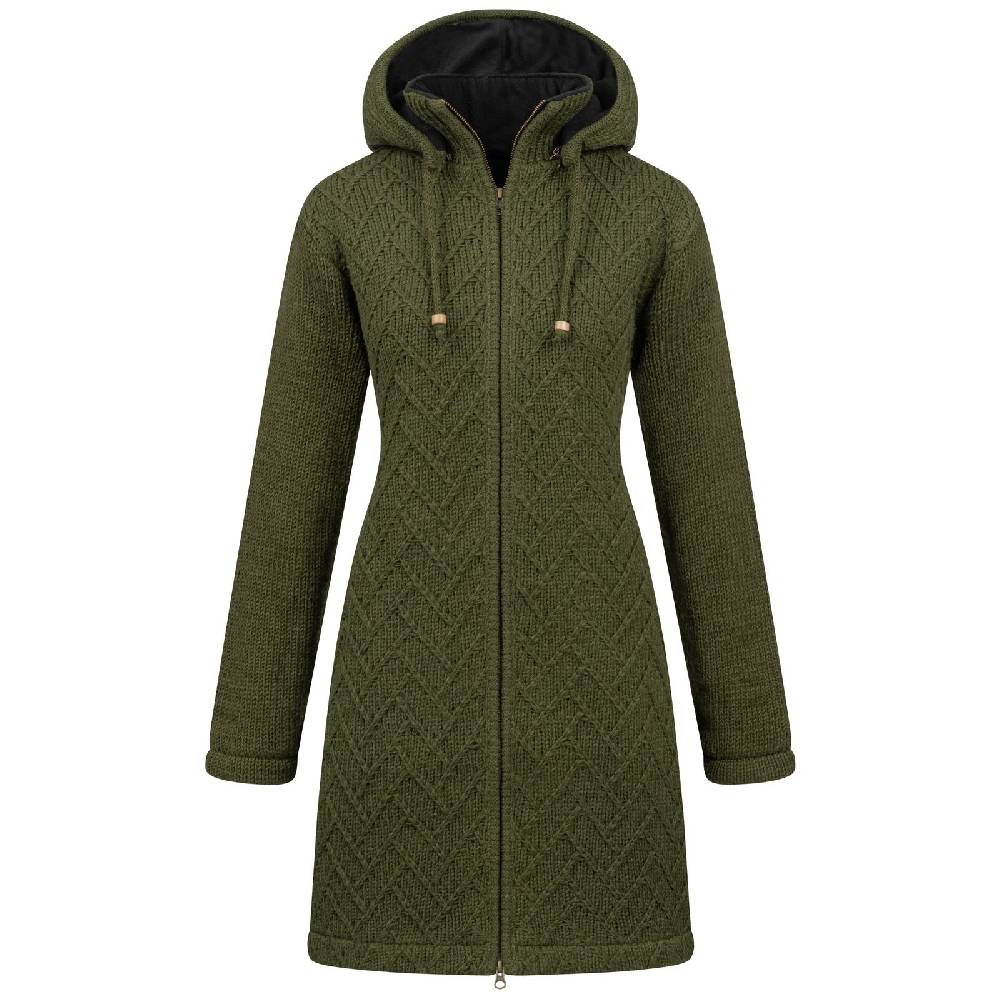 Kunst Und Magie Klassische Damen Strickjacke Kurzmantel Winter Mantel Wolle Jacke mit Fleecefutter und Kapuze