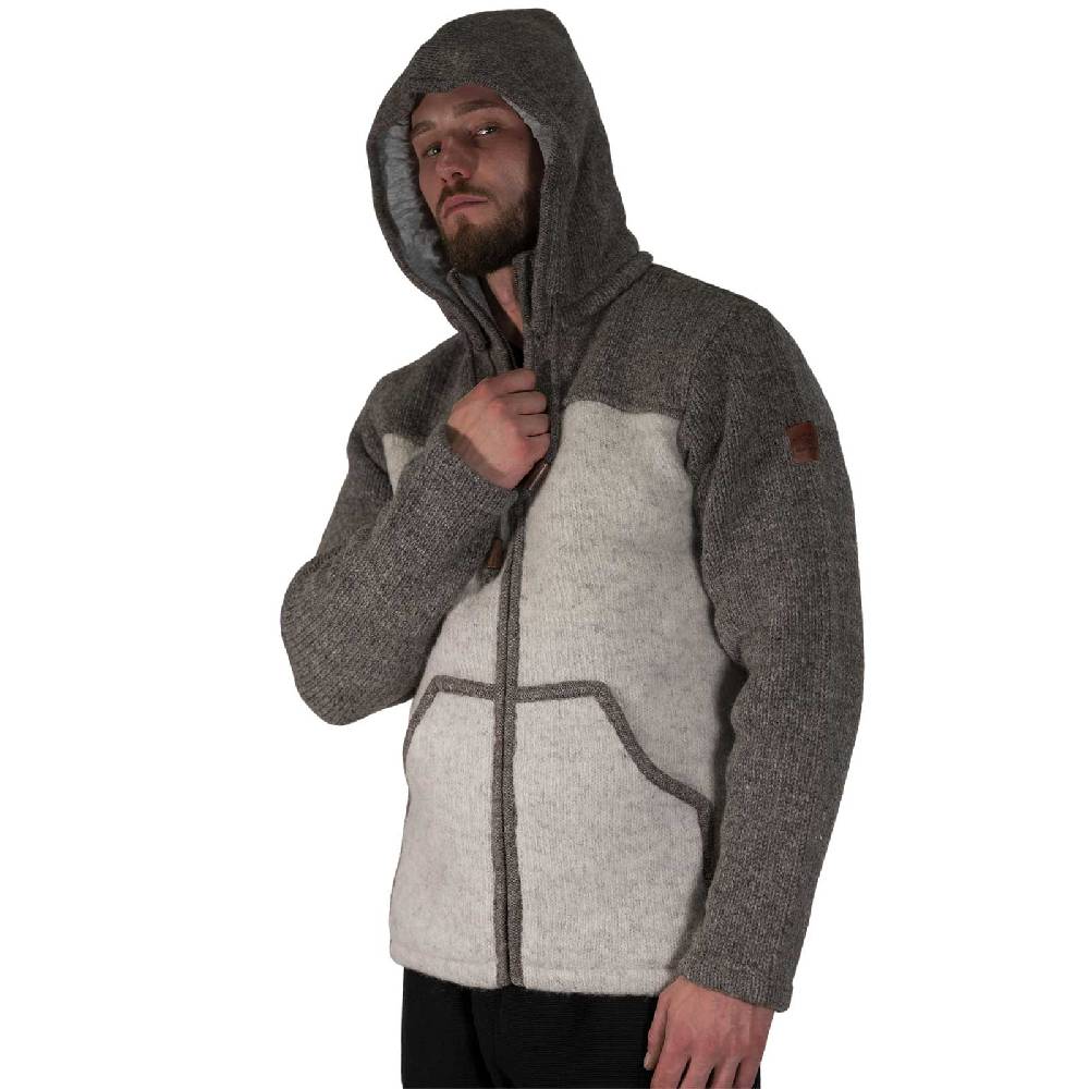 Kunst Und Magie Klassische Herren Strickjacke Wolle Jacke Mit Abnehmbarer Kapuze Baumwollfutter