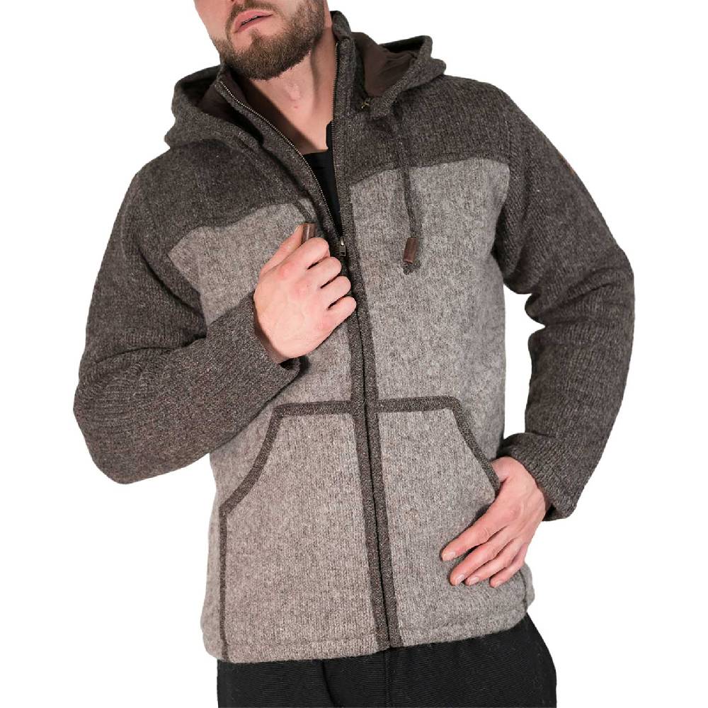 Kunst Und Magie Klassische Herren Strickjacke Wolle Jacke mit abnehmbarer Kapuze Baumwollfutter