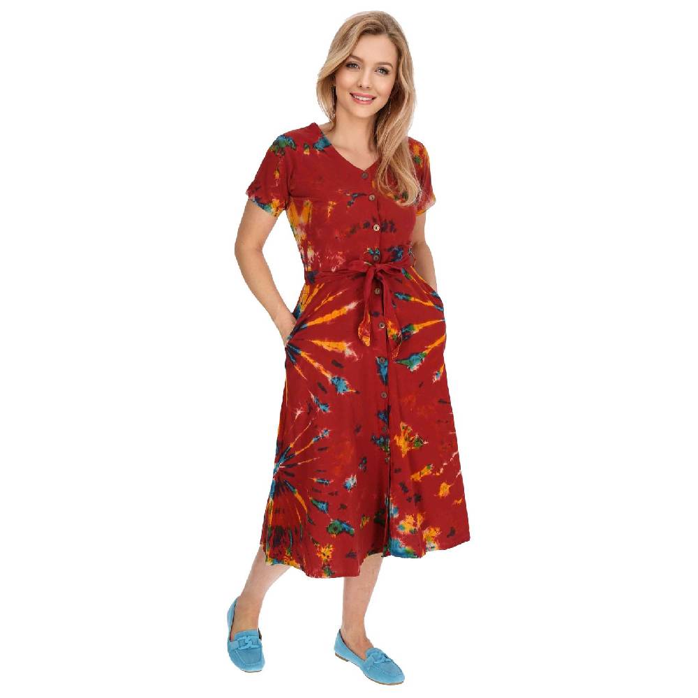 Kunst Und Magie Kleid Batik Sommerkleid Baumwoll Kleid Boho Ibiza Geköpft Hippie Tie Dye