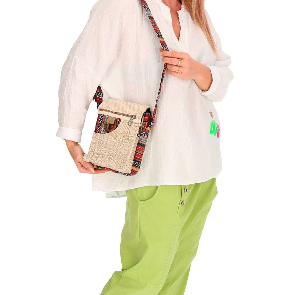 Kunst Und Magie kleine Hanf Schultertasche Hippie Handtasche Goa Tasche mit Schulterriemen Damen Herren