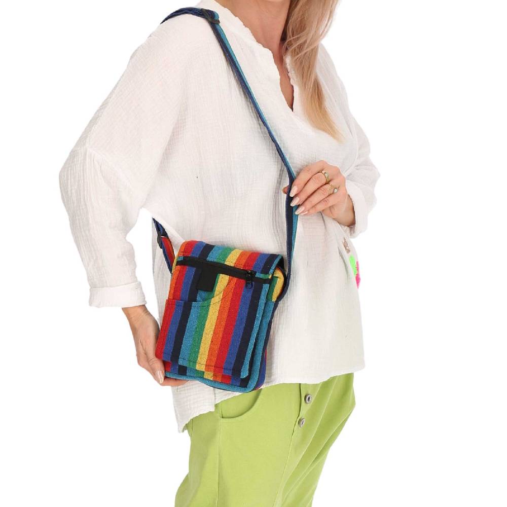 Kunst Und Magie kleine Regenbogen Schultertasche Hippie Handtasche Goa Tasche mit Schulterriemen Damen Herren Rainbow