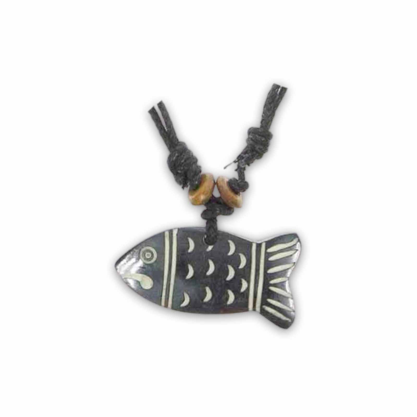 Kunst Und Magie Koi Fisch Amulett Anhänger Talisman Handgeschnitzt mit Textilband Halskette