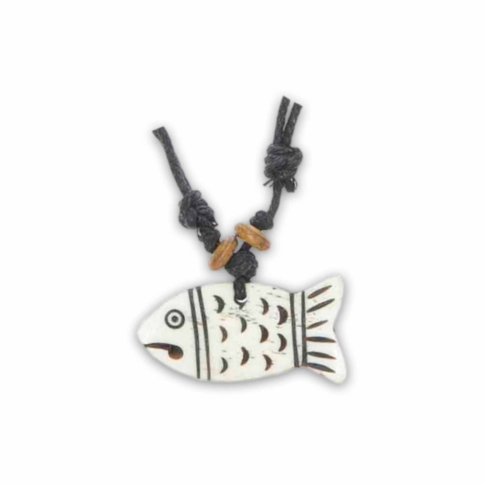 Kunst Und Magie Koi Fisch Amulett Anhänger Talisman Handgeschnitzt mit Textilband Halskette