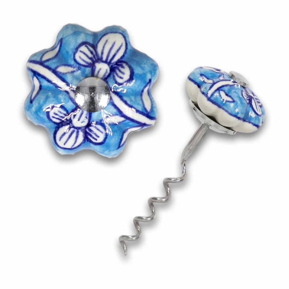 Kunst Und Magie Korkenzieher mit Keramikgriff Handbemalt Landhaus Indienlandhaus Blautöne