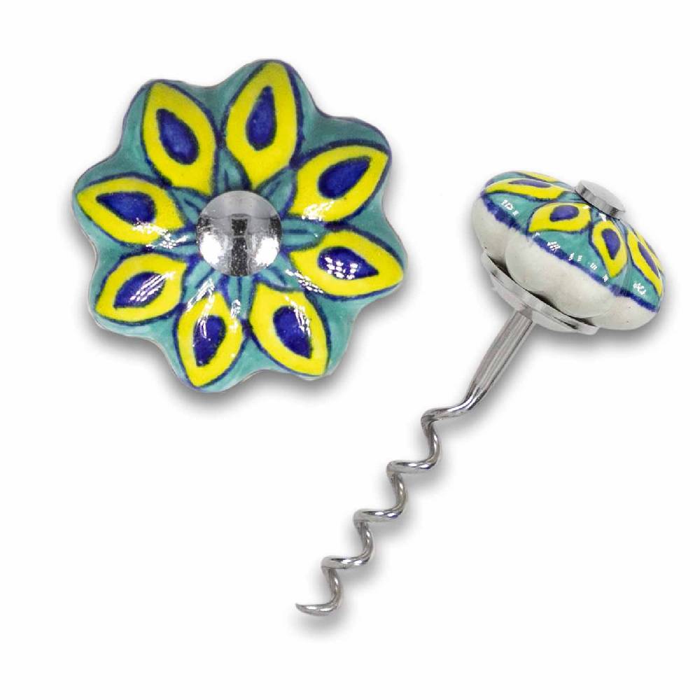 Kunst Und Magie Korkenzieher Mit Keramikgriff Handbemalt Landhaus Indienlandhaus Blume