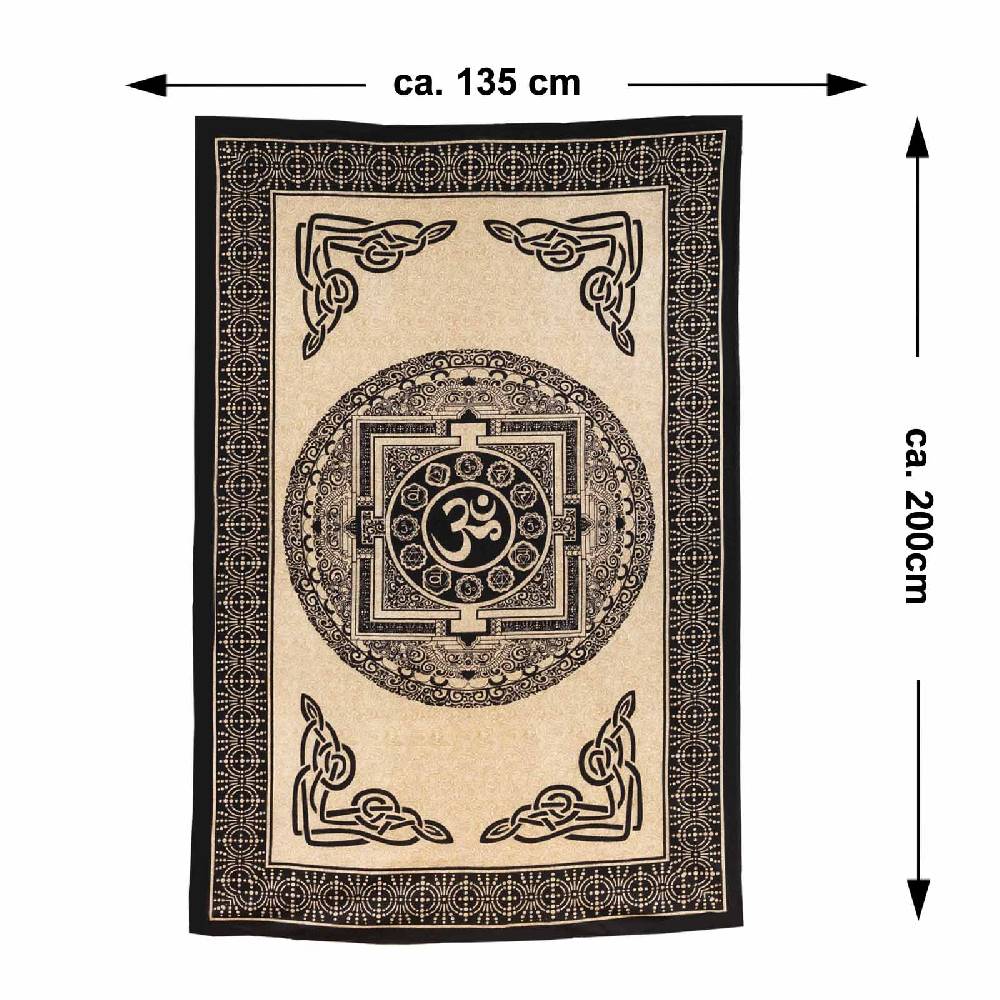 Kunst Und Magie Kunst Und Magie Aum Tagesdecke Wandbehang Bunt Deko Tuch OM Yantra Ca. 200 X 135cm