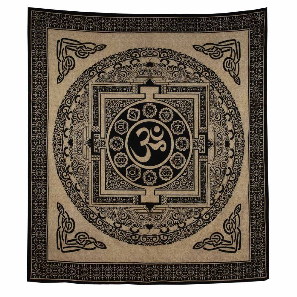Kunst Und Magie Kunst Und Magie AUM Tagesdecke Wandbehang Bunt Deko Tuch OM Yantra Mandala Ca. 200 X 230cm