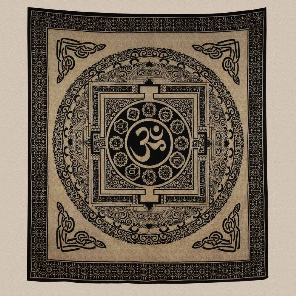 Kunst Und Magie Kunst Und Magie AUM Tagesdecke Wandbehang Bunt Deko Tuch OM Yantra Mandala Ca. 200 X 230cm