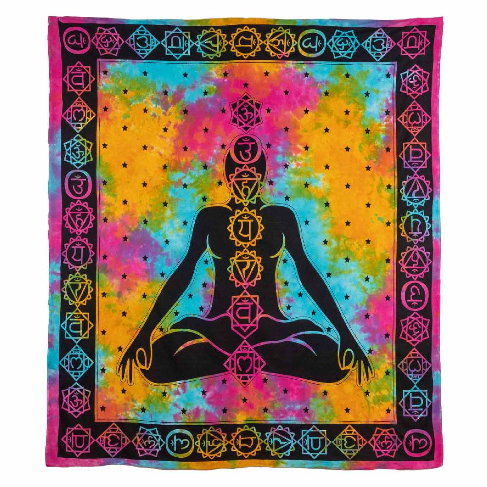 Kunst Und Magie Kunst Und Magie AUM Tagesdecke Wandbehang Bunt Deko Tuch Chakra Yoga Meditation Ca. 200 X 230cm