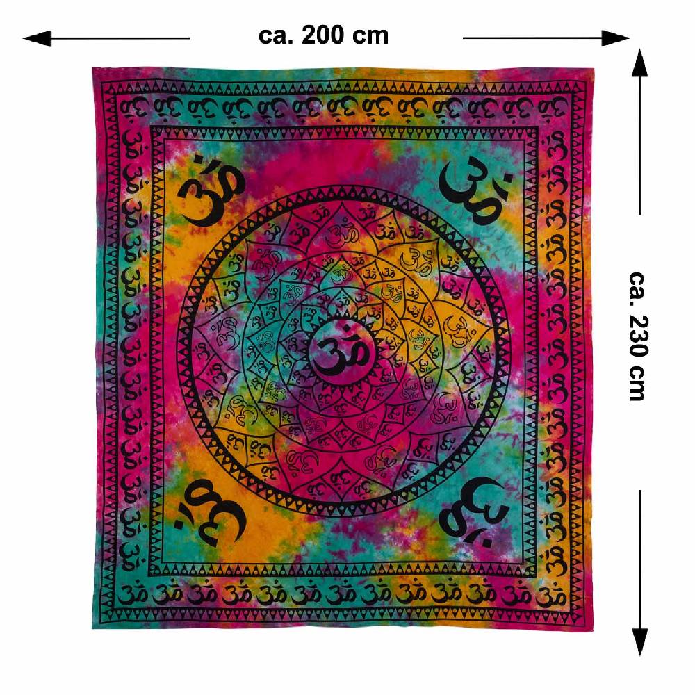 Kunst Und Magie Kunst Und Magie AUM Tagesdecke Wandbehang Bunt Deko Tuch OM Mandala Ca. 200 X 230cm