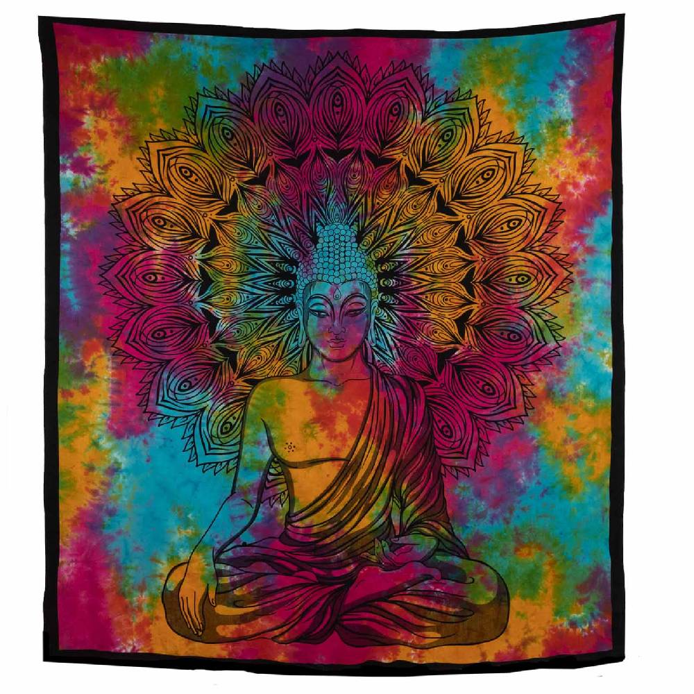 Kunst Und Magie Kunst Und Magie AUM Tagesdecke Wandbehang Bunt Deko Tuch Buddha Meditation Ca. 200 X 230cm
