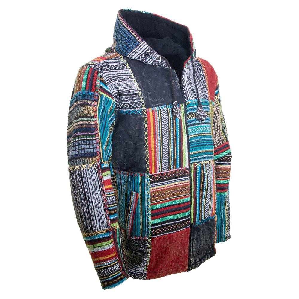 Kunst Und Magie KUNST UND MAGIE Baja Jerga Unisex Patchwork Hoodie Mit Kapuze Alternative Jacke