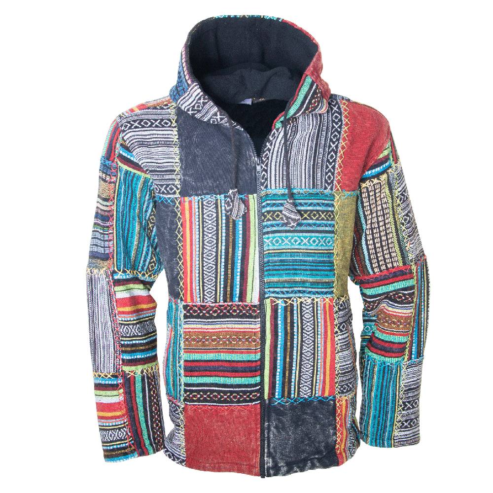 Kunst Und Magie KUNST UND MAGIE Baja Jerga Unisex Patchwork Hoodie mit Kapuze alternative Jacke