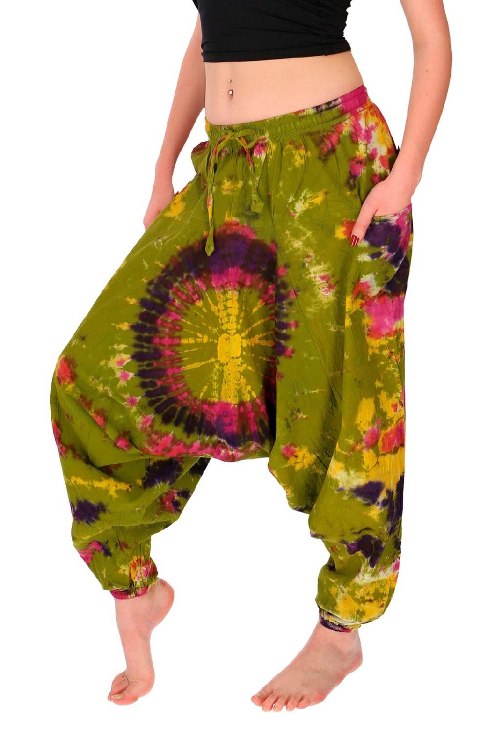 Kunst Und Magie Kunst Und Magie Batik Damen Hose Tie Dye Baumwoll Yoga Haremshose Wellnesshose Pluderhose Ballonhose
