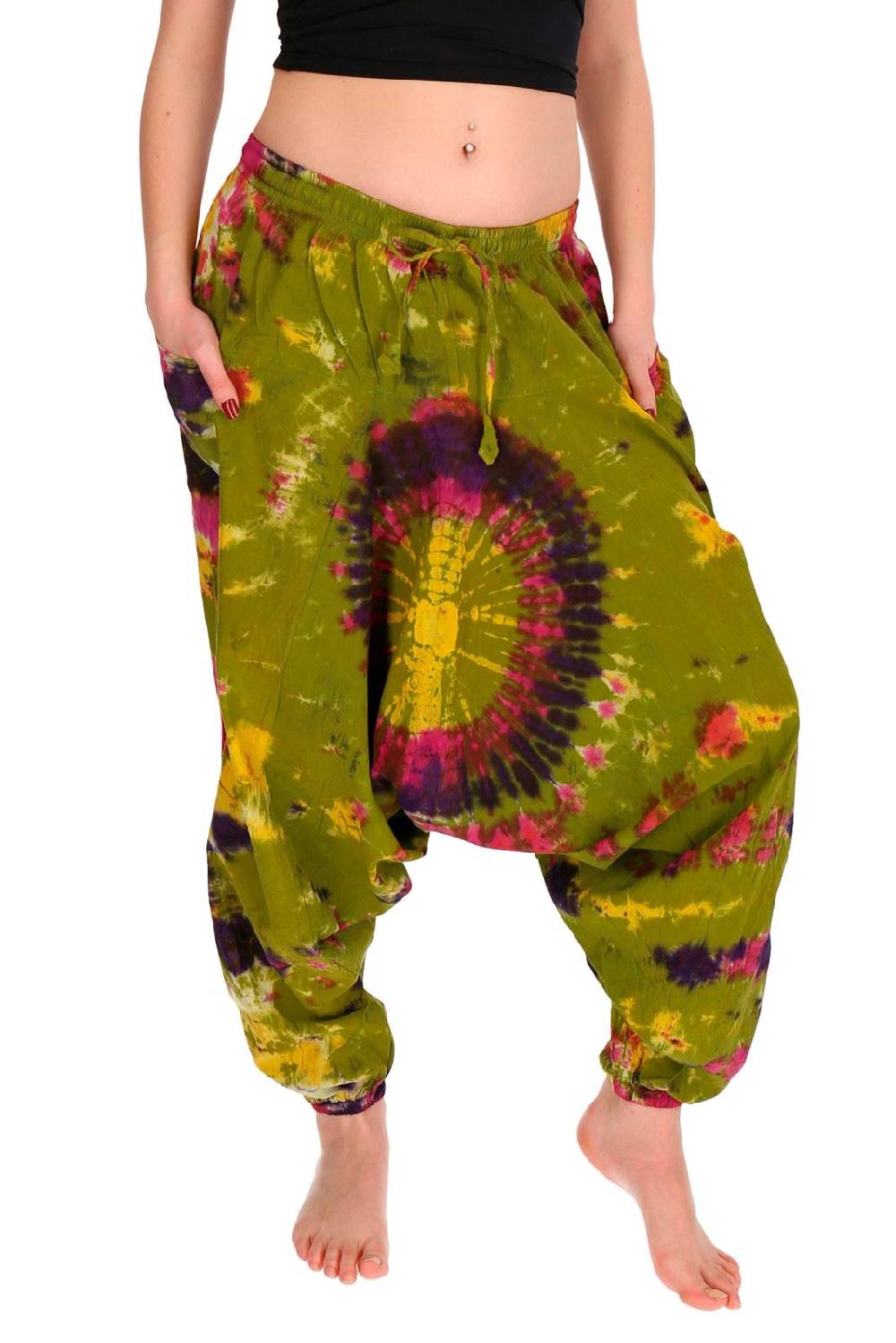 Kunst Und Magie Kunst Und Magie Batik Damen Hose Tie Dye Baumwoll Yoga Haremshose Wellnesshose Pluderhose Ballonhose