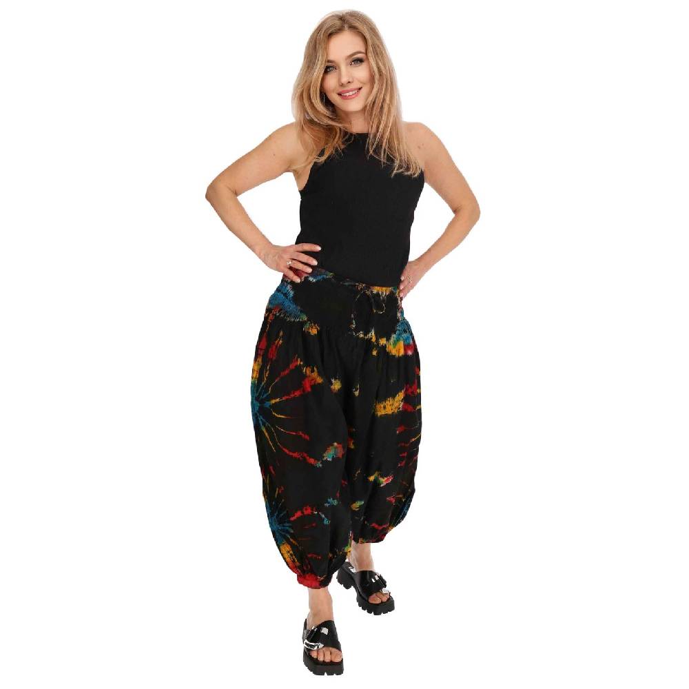 Kunst Und Magie Kunst Und Magie Batik Damen Hose Tie Dye Baumwoll Yoga Haremshose Wellnesshose Pluderhose Ballonhose