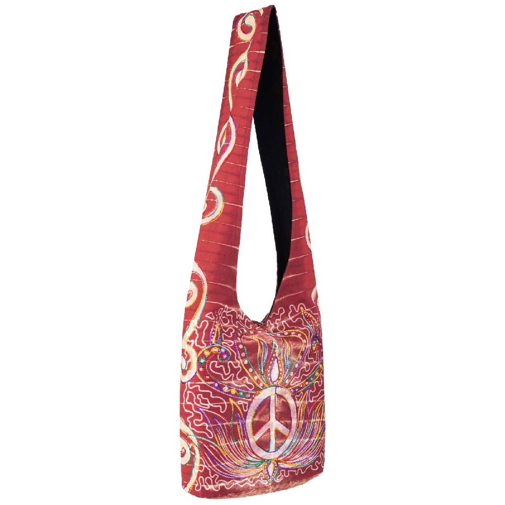 Kunst Und Magie Kunst Und Magie Batik Schultertasche Umhängetasche Peace Symbol Rot
