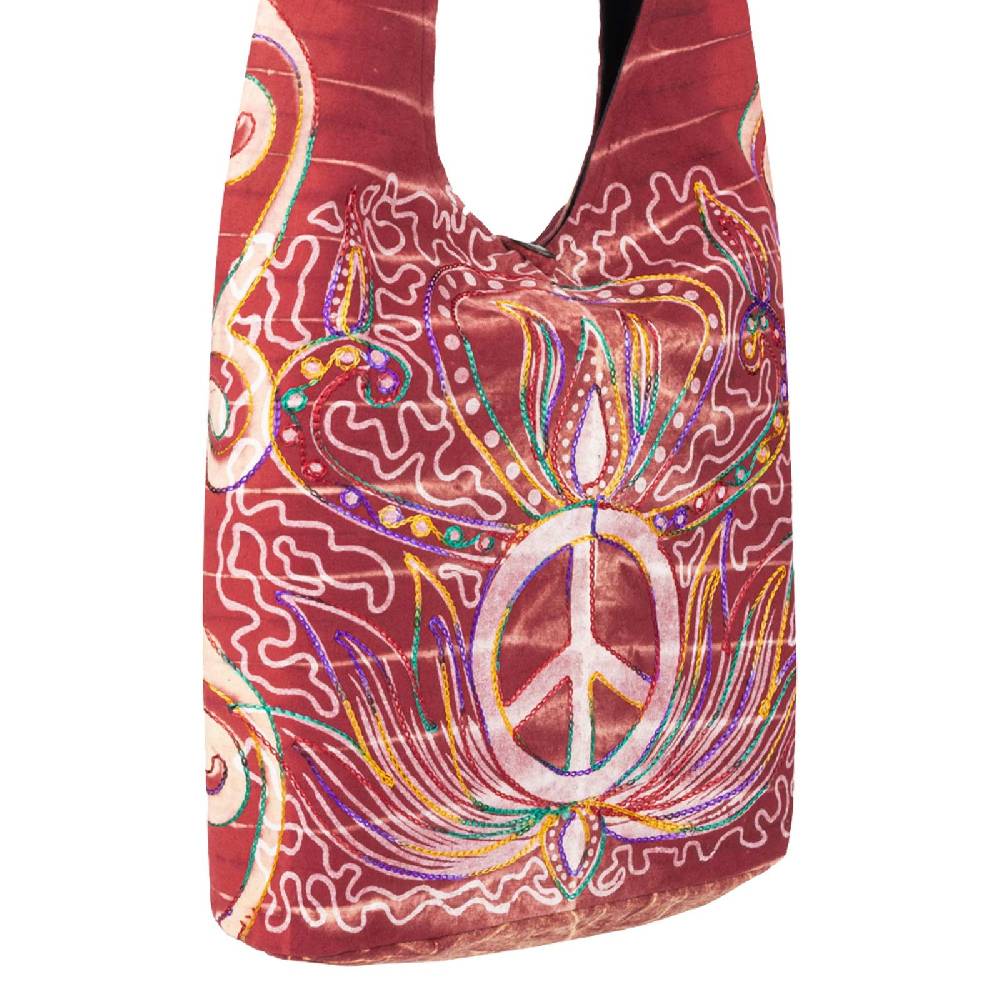 Kunst Und Magie Kunst Und Magie Batik Schultertasche Umhängetasche Peace Symbol Rot