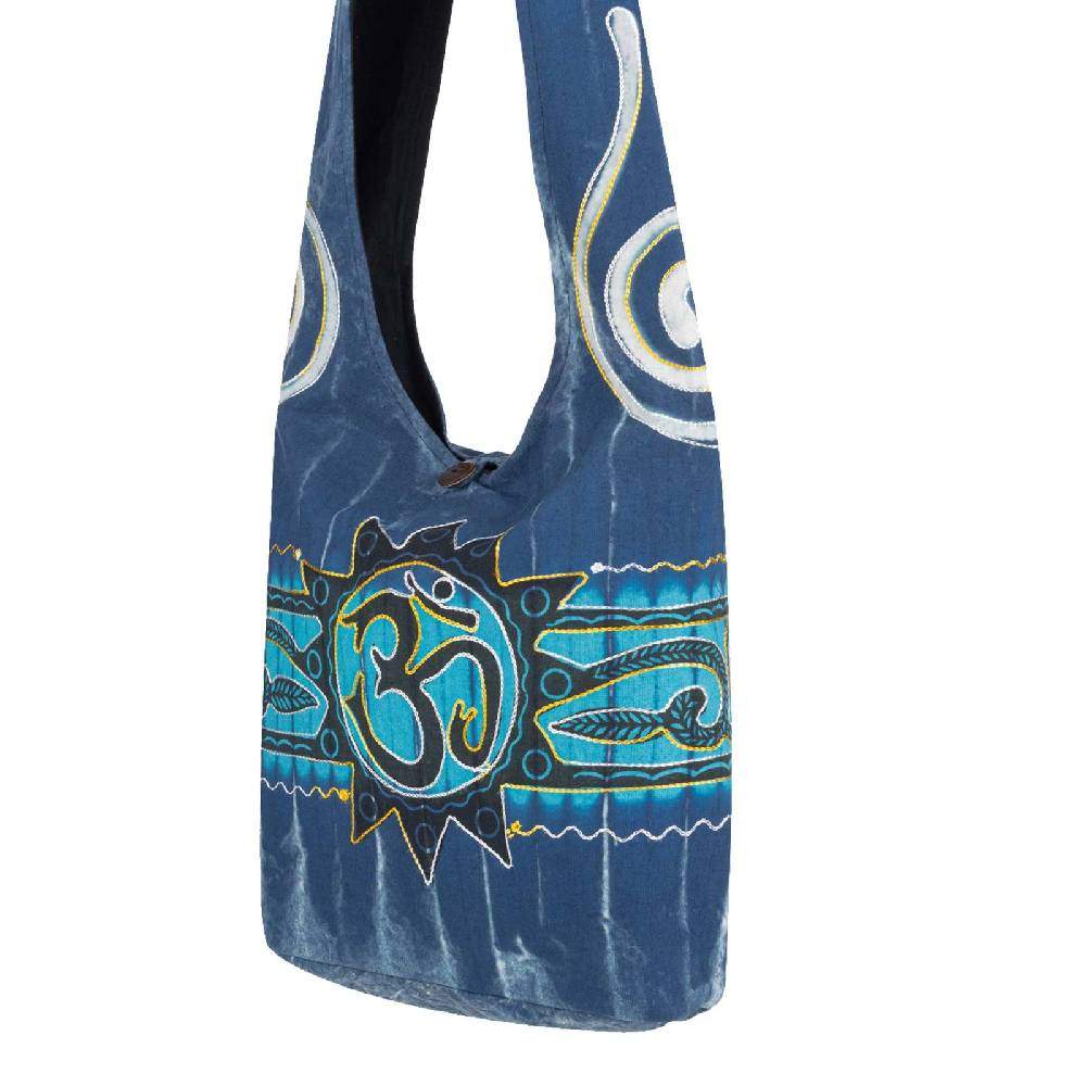 Kunst Und Magie Kunst Und Magie Batik Schultertasche Umhängetasche Mit Om Motiv Blau
