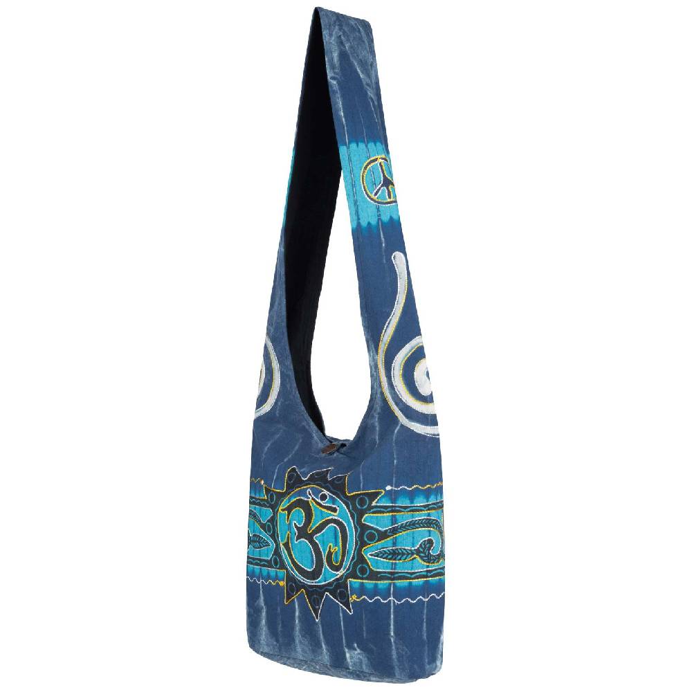 Kunst Und Magie Kunst und Magie Batik Schultertasche Umhängetasche mit Om Motiv Blau