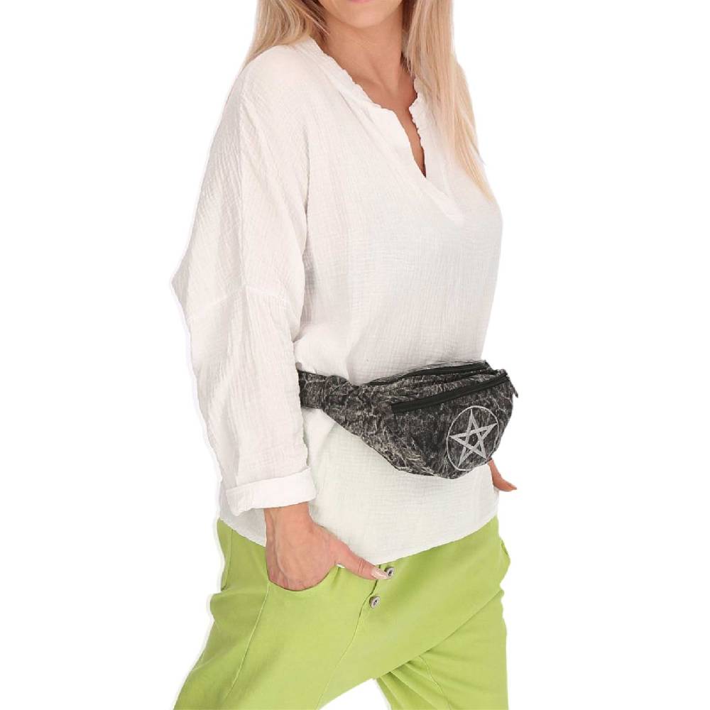 Kunst Und Magie Kunst Und Magie Bauchtasche Bunte Boho Goa Crossbody Schulter Gürteltasche Hüfttasche Stonewashed Pentagramm Unisex