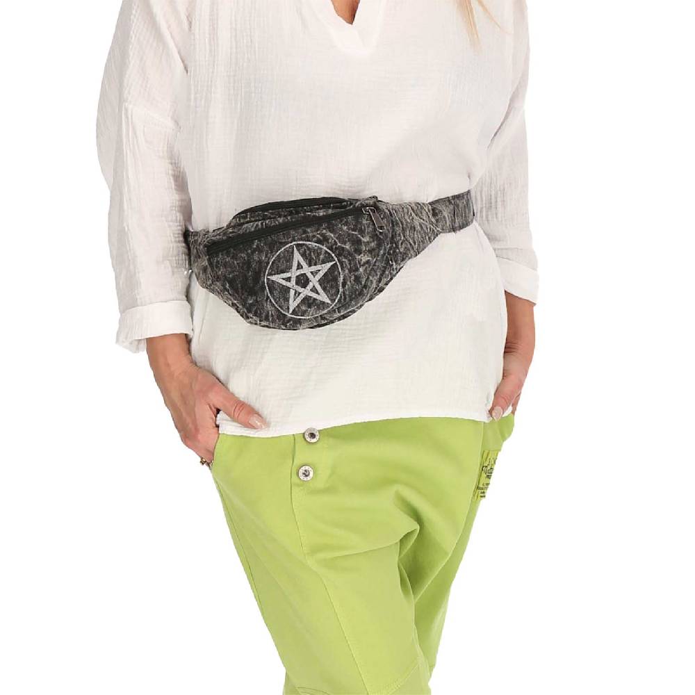 Kunst Und Magie Kunst Und Magie Bauchtasche Bunte Boho Goa Crossbody Schulter Gürteltasche Hüfttasche Stonewashed Pentagramm Unisex
